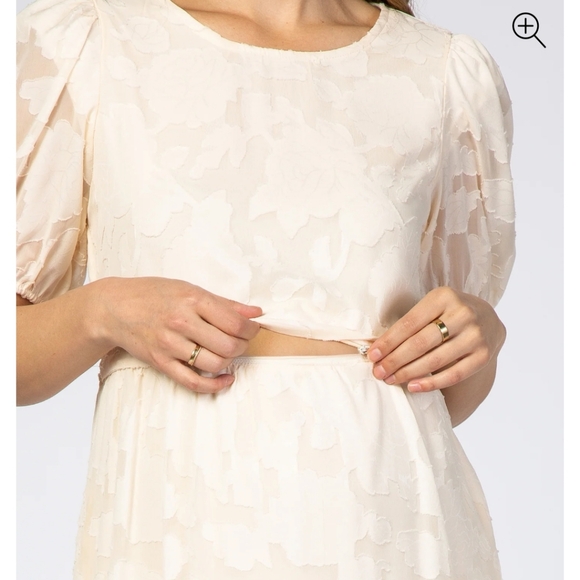 NWT Cream Flocked Floral Maternity Nursing Dress Size 1XL - Picture 5 of 9